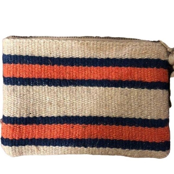 J Jill Wristlet Purse Used Jute Striped Small Casual - Picture 12 of 12